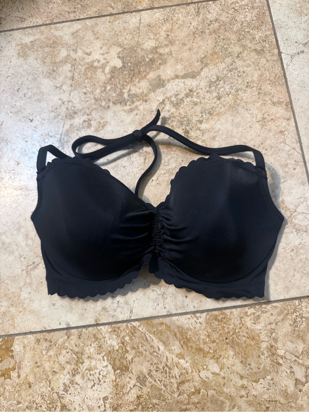 Victoria's Secret Black Scallop Halter Bra Top